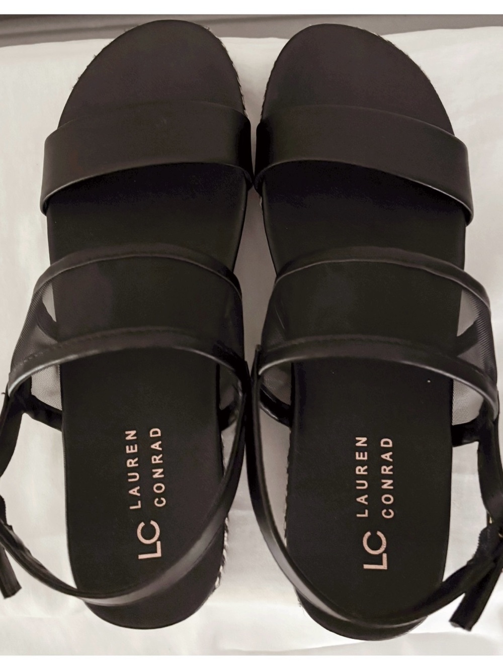 LC Lauren Conrad Black Platform Sandals with Braided Trim - Picture 10 of 14